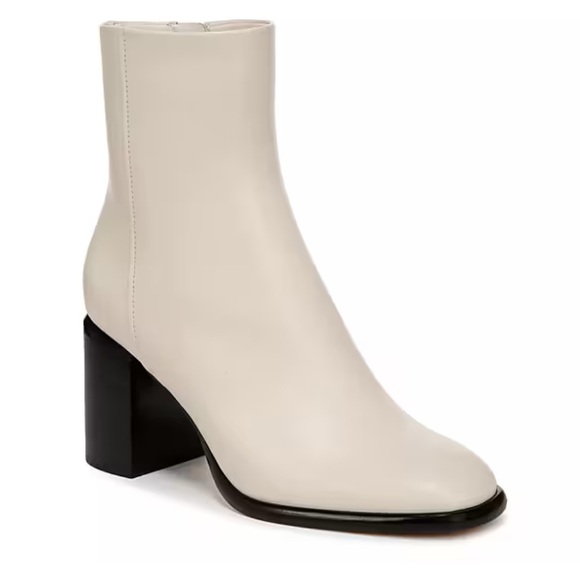 Taryn Rose white/cream and Black Minimalist Heeled Boots